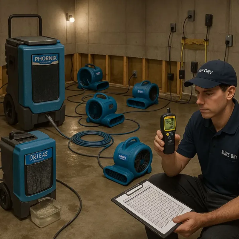Structural Drying and Dehumidification process in West Orange, TX